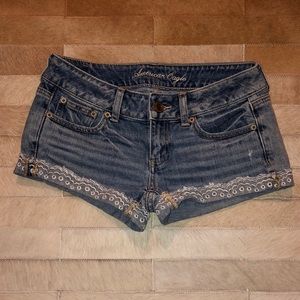 Light Wash Denim Short Shorts With Cuff Detailing